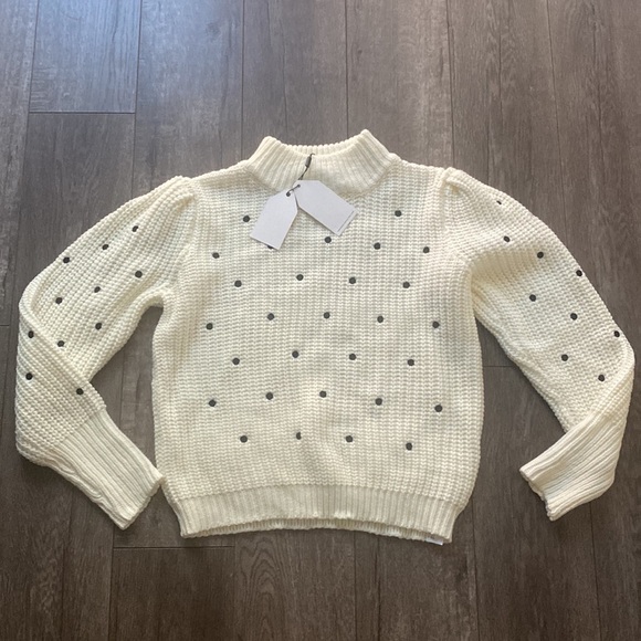 English Factory Smocked Polka Dot Embroidered Sweater M - Picture 7 of 11